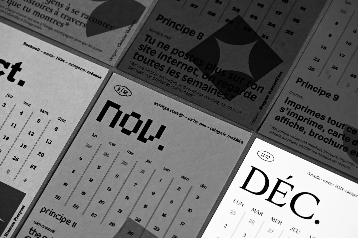Affiches et cartes typographiques aux couleurs vives