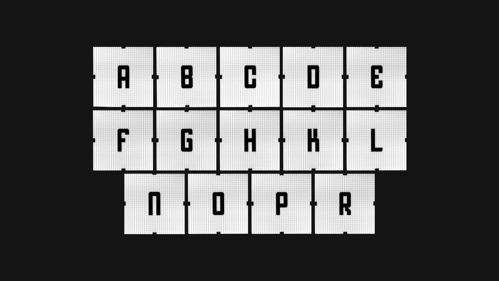 Alphabet de la monochasse Lego du Pamphlet 9m²