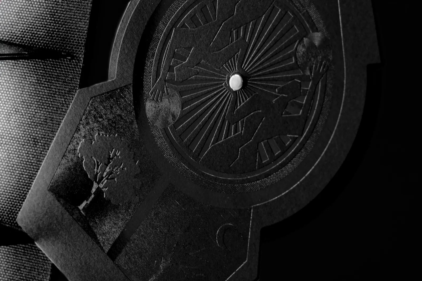 Carte des étoiles Solstice gravée, en noir et argent